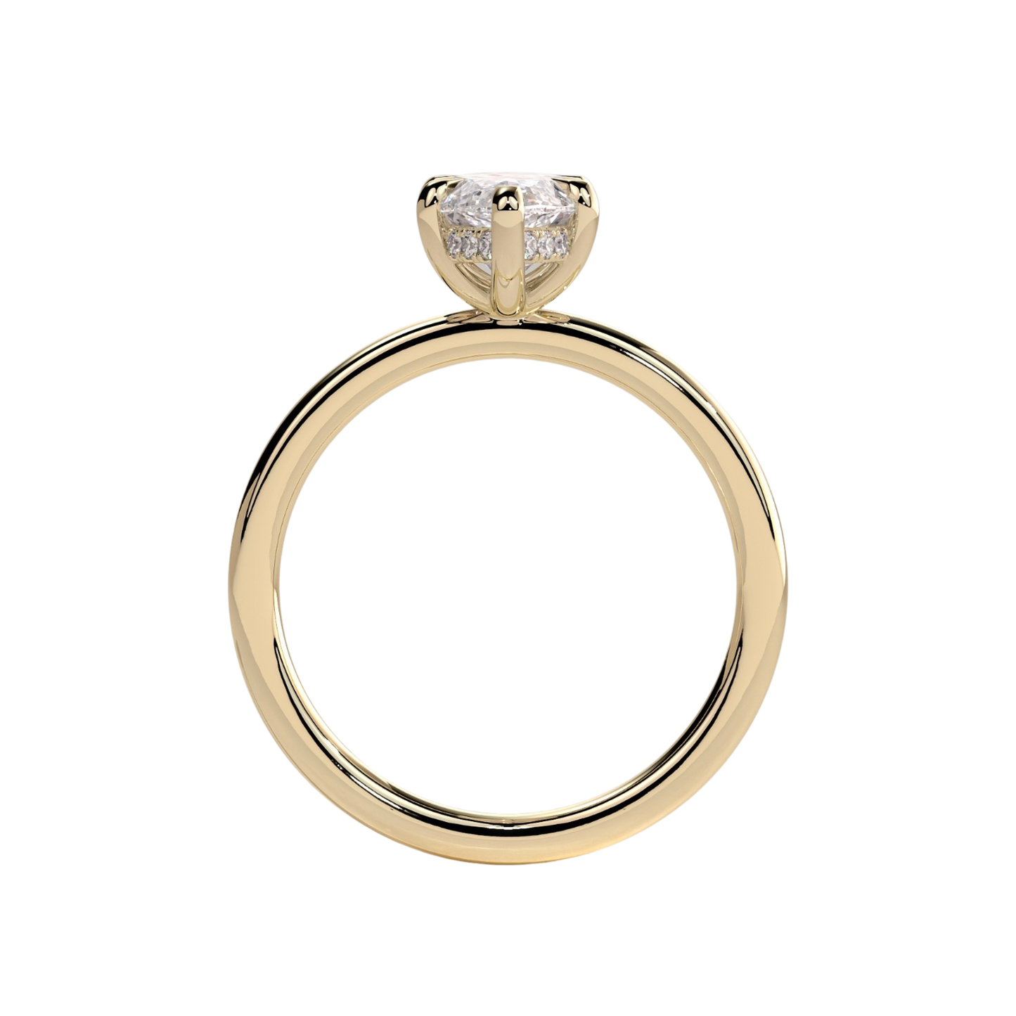 Luxury custom marquise claw solitaire engagement ring featuring a brilliant marquise-cut center stone secured in refined claws with a sparkling hidden halo beneath the center stone. Elegant timeless minimalist design crafted for exceptional brilliance, sophistication, and durability, available in custom carat weights and white gold, yellow gold, rose gold, platinum, lab-grown diamond, or moissanite options.