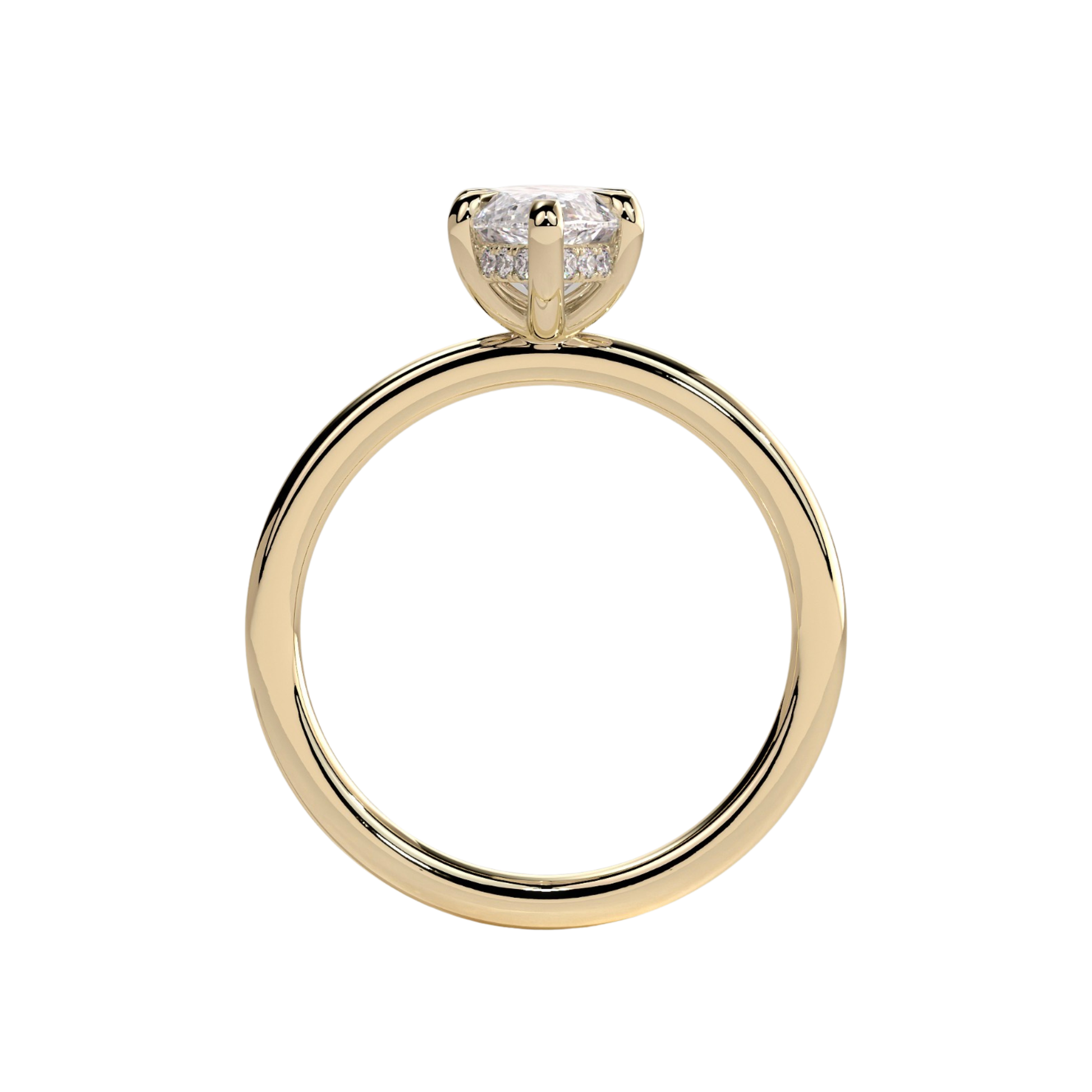 Luxury custom marquise claw solitaire engagement ring featuring a brilliant marquise-cut center stone secured in refined claws with a sparkling hidden halo beneath the center stone. Elegant timeless minimalist design crafted for exceptional brilliance, sophistication, and durability, available in custom carat weights and white gold, yellow gold, rose gold, platinum, lab-grown diamond, or moissanite options.