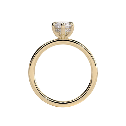 Luxury custom marquise claw solitaire engagement ring featuring a brilliant marquise-cut center stone secured in refined claws with a sparkling hidden halo beneath the center stone. Elegant timeless minimalist design crafted for exceptional brilliance, sophistication, and durability, available in custom carat weights and white gold, yellow gold, rose gold, platinum, lab-grown diamond, or moissanite options.