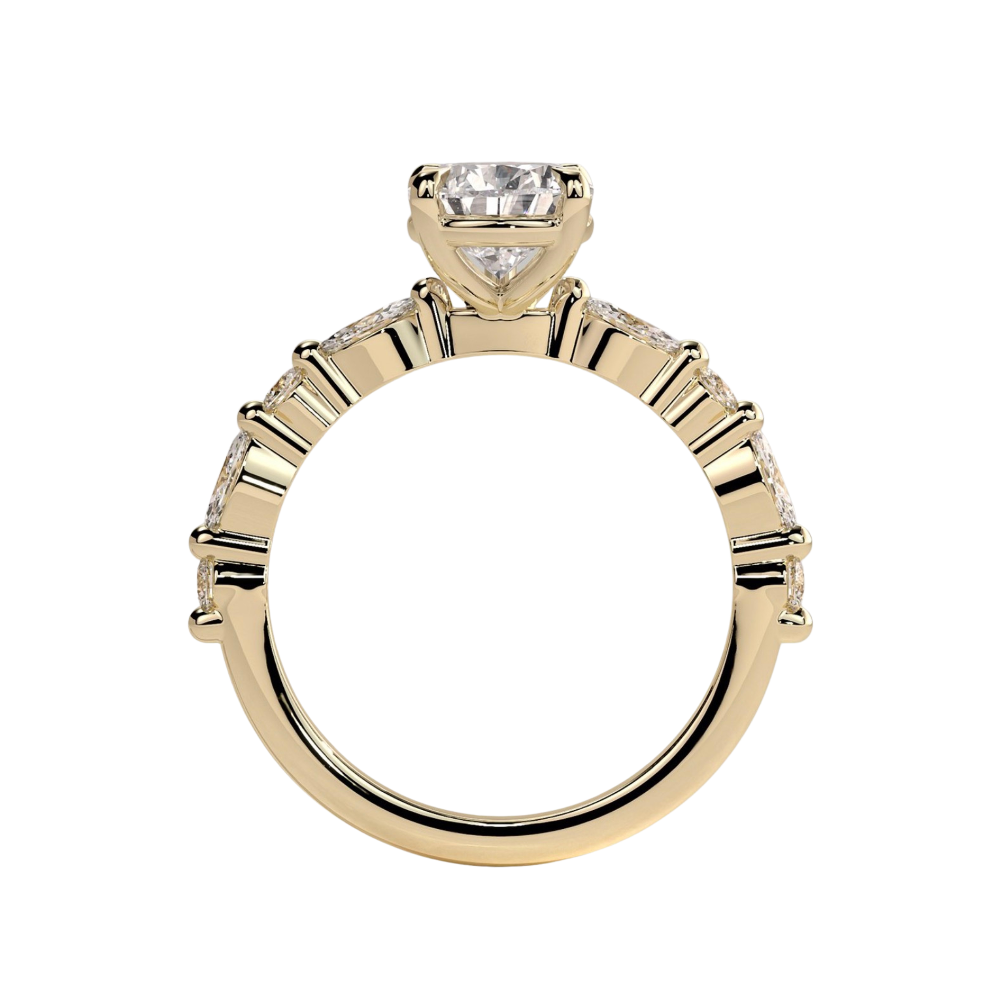 Luxury 2ct pear claw solitaire engagement ring featuring a brilliant pear-cut center stone accented with marquise and round side diamonds for enhanced sparkle and elegance. Timeless handcrafted design with exceptional brilliance and sophistication, available in white gold, yellow gold, rose gold, platinum, lab-grown diamond, or moissanite options.