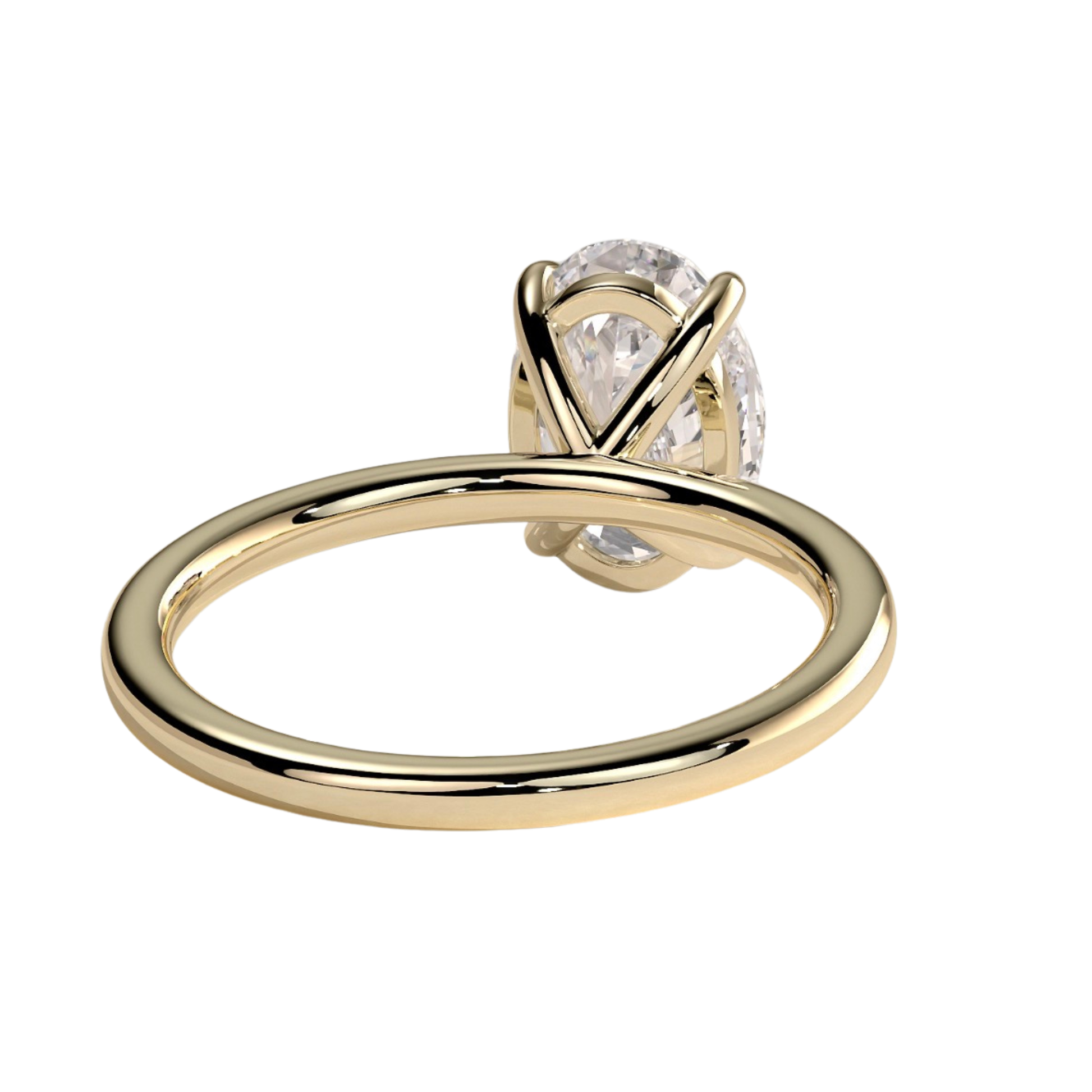 Luxury elongated cushion cut engagement ring featuring a brilliant claw-set solitaire center stone with an elegant petal gallery and delicate leaf accent details. Crafted in white gold with a nature-inspired design, available in lab-grown diamond or moissanite options for timeless elegance and everyday luxury.
