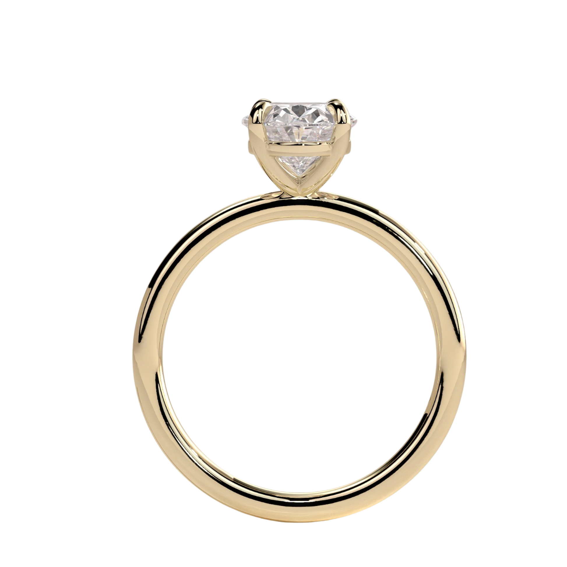 Luxury elongated cushion cut engagement ring featuring a brilliant claw-set solitaire center stone with an elegant petal gallery and delicate leaf accent details. Crafted in white gold with a nature-inspired design, available in lab-grown diamond or moissanite options for timeless elegance and everyday luxury. in usa
