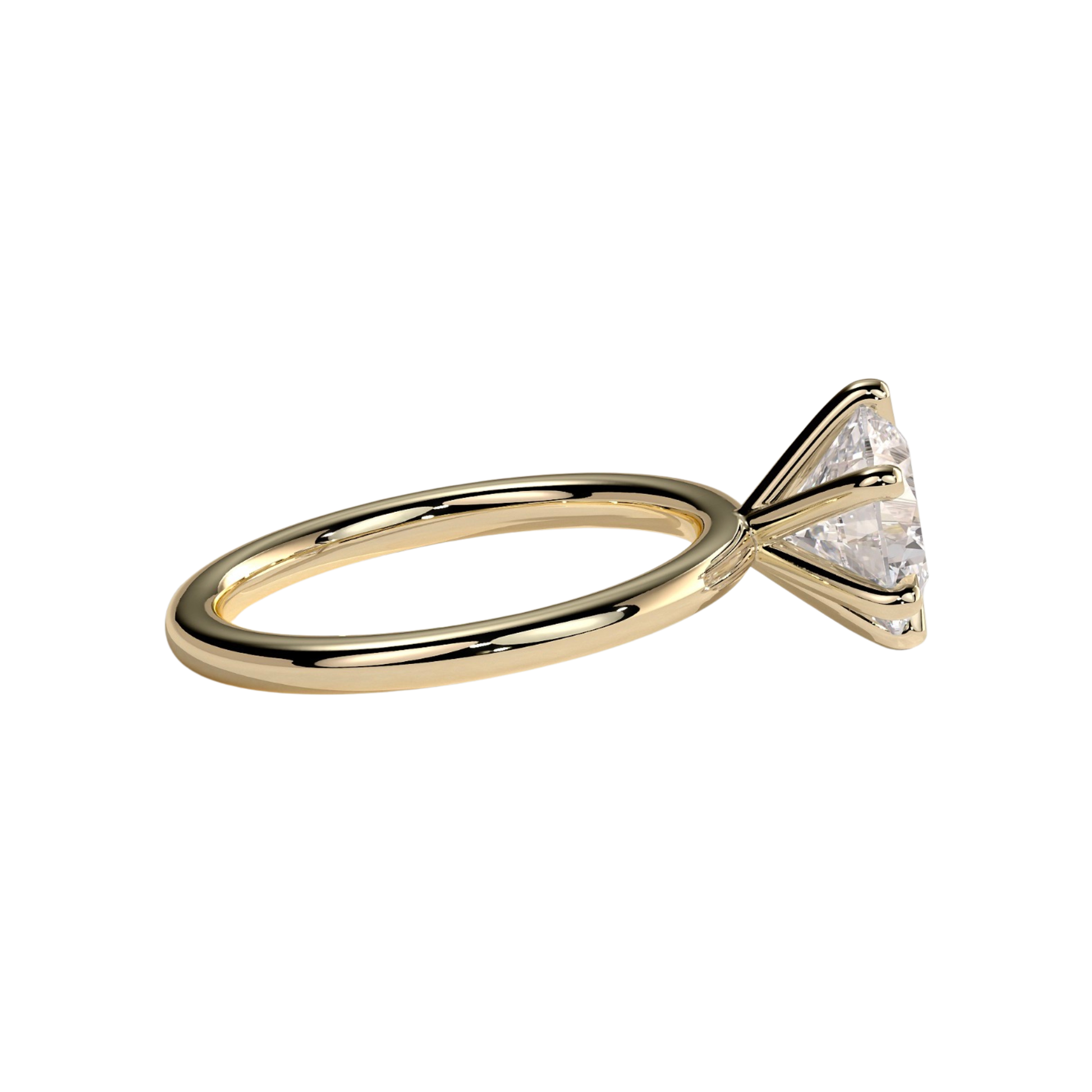 Round claw solitaire engagement ring featuring a brilliant round-cut center stone secured in a classic claw setting with a refined, elevated profile. Timeless and elegant design crafted to maximize sparkle and brilliance, available in white gold, yellow gold, rose gold, platinum, lab-grown diamond, or moissanite options.
