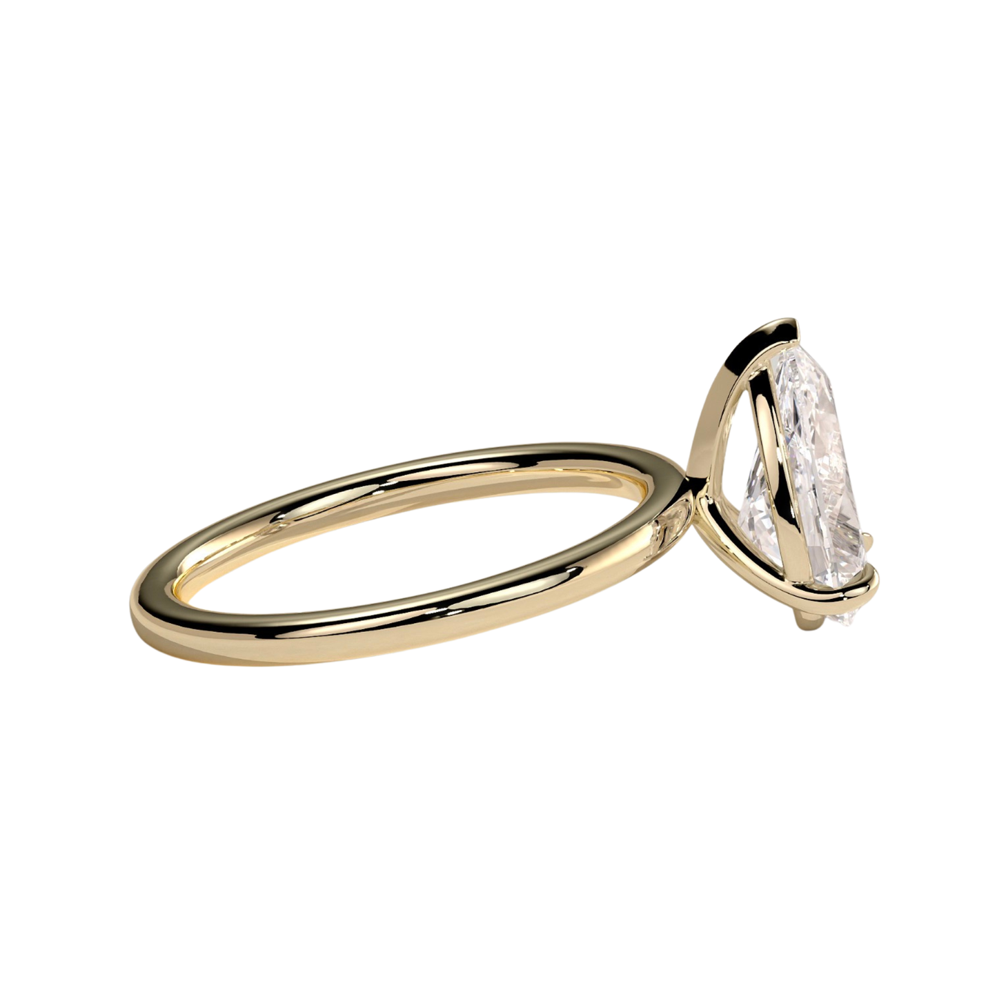 Luxury pear claw solitaire engagement ring featuring a brilliant pear-cut center stone secured in a refined claw setting for maximum sparkle and elegance. Timeless minimalist design crafted for everyday sophistication, available in white gold, yellow gold, rose gold, platinum, lab-grown diamond, or moissanite options.