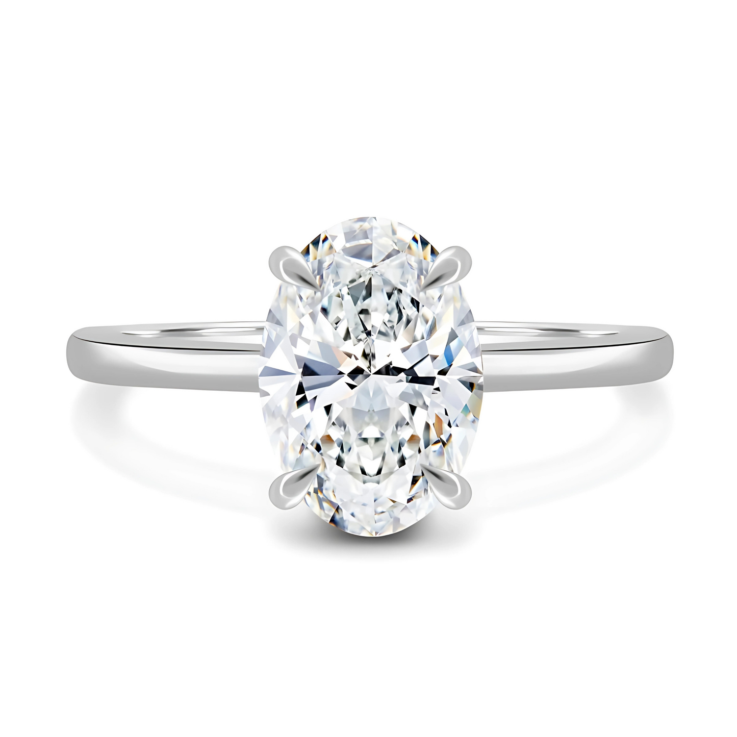 lab grown Diamond - Oval Brilliance Claw Solitaire Engagement Ring - 