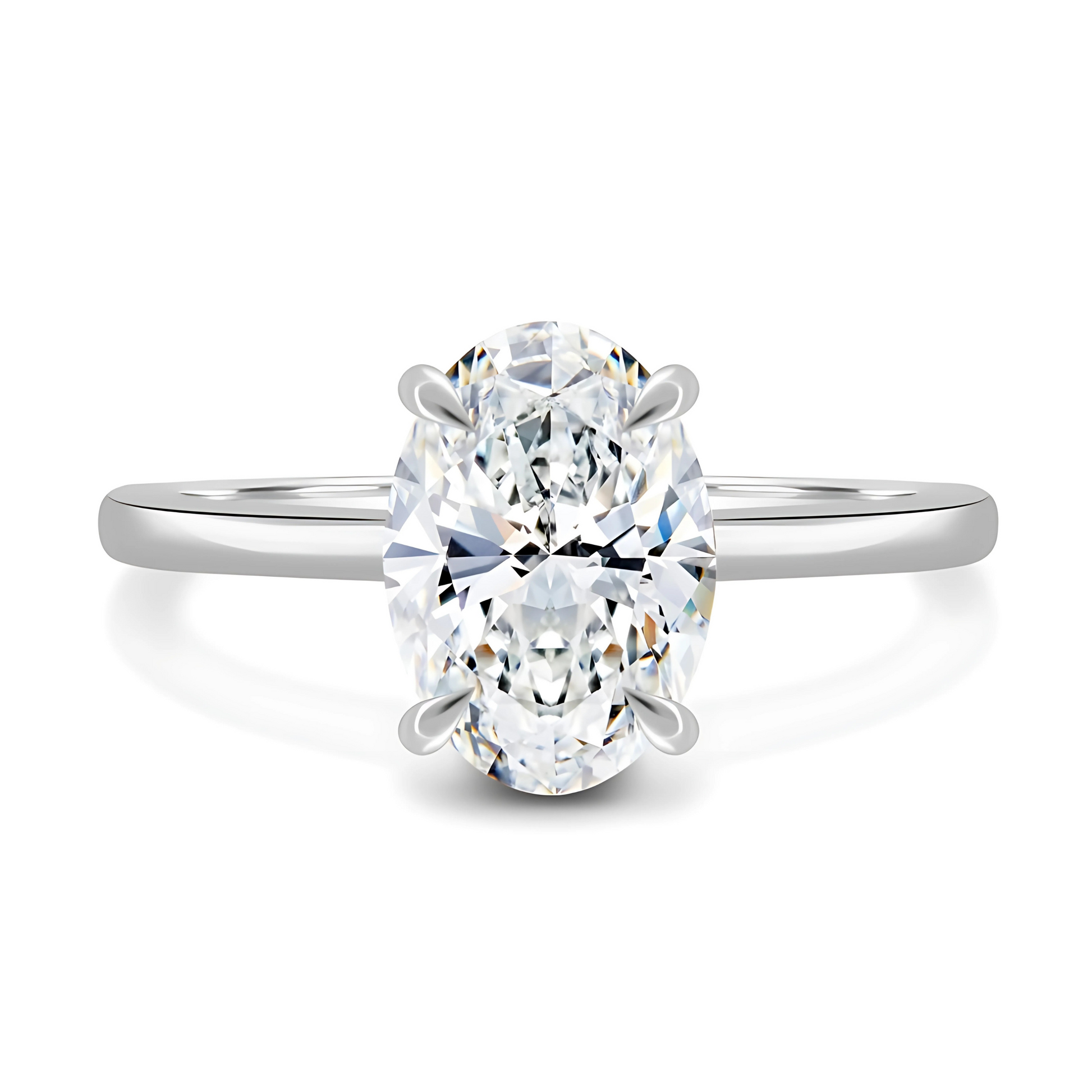 lab grown Diamond - Oval Brilliance Claw Solitaire Engagement Ring - 