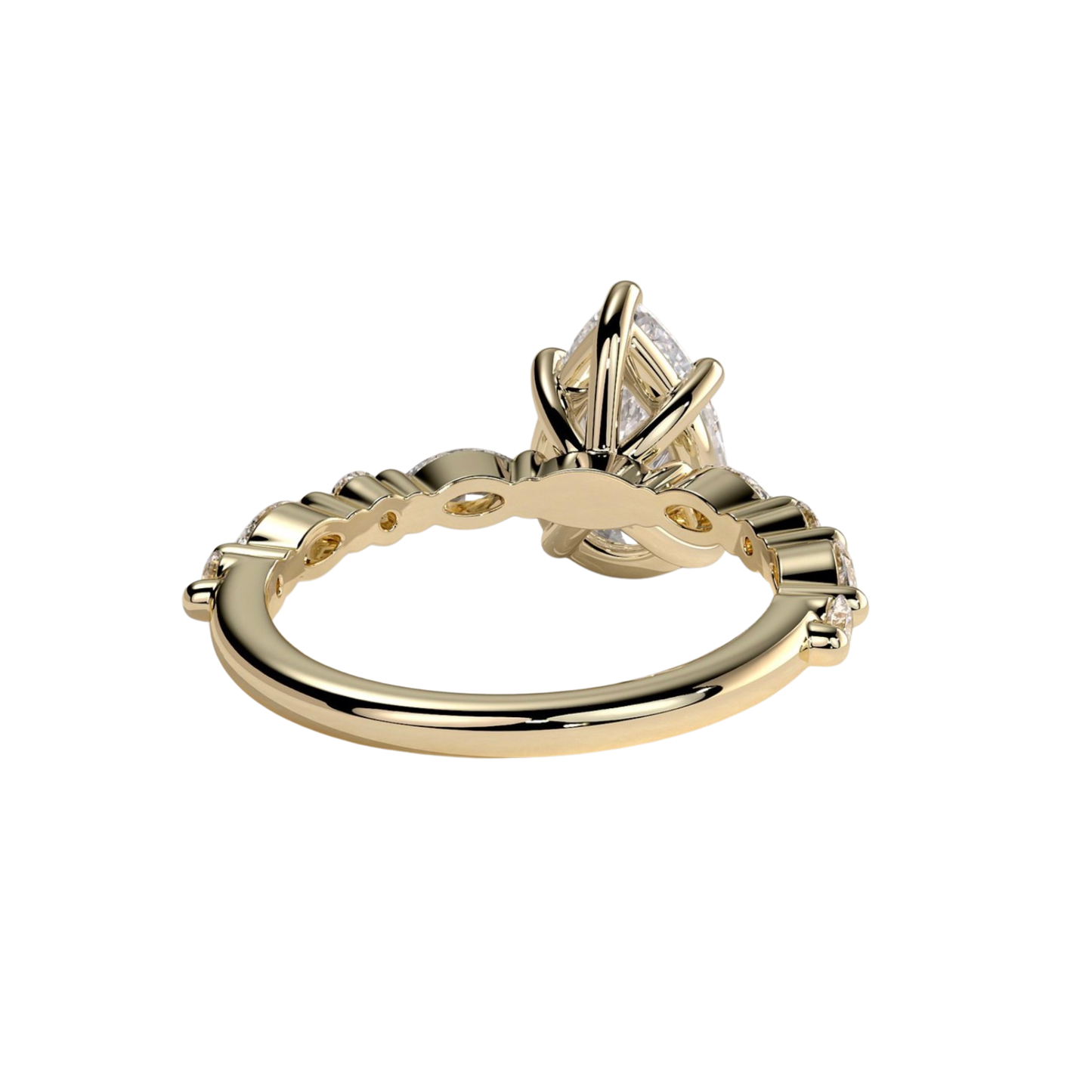 Luxury 2ct pear claw solitaire engagement ring featuring a brilliant pear-cut center stone accented with marquise and round side diamonds for enhanced sparkle and elegance. Timeless handcrafted design with exceptional brilliance and sophistication, available in white gold, yellow gold, rose gold, platinum, lab-grown diamond, or moissanite options.