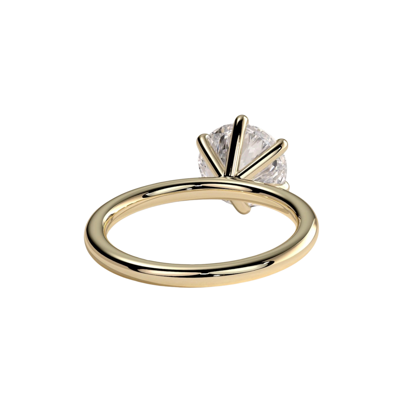 Round claw solitaire engagement ring featuring a brilliant round-cut center stone secured in a classic claw setting with a refined, elevated profile. Timeless and elegant design crafted to maximize sparkle and brilliance, available in white gold, yellow gold, rose gold, platinum, lab-grown diamond, or moissanite options.
