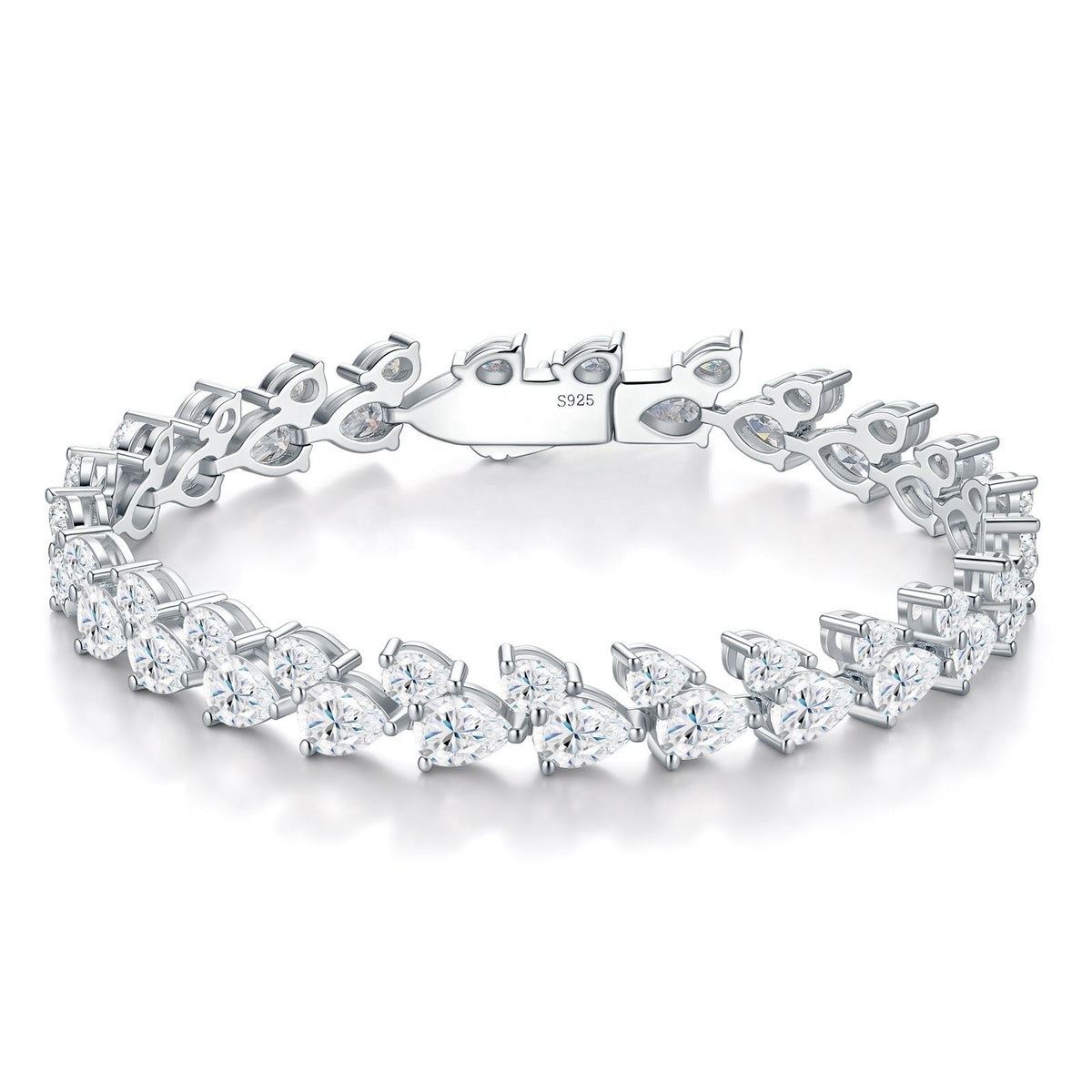 Aveline – Double-Layer Pear-Cut Moissanite Bracelet in Sterling Silver