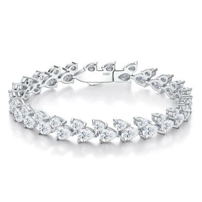 Aveline – Double-Layer Pear-Cut Moissanite Bracelet in Sterling Silver