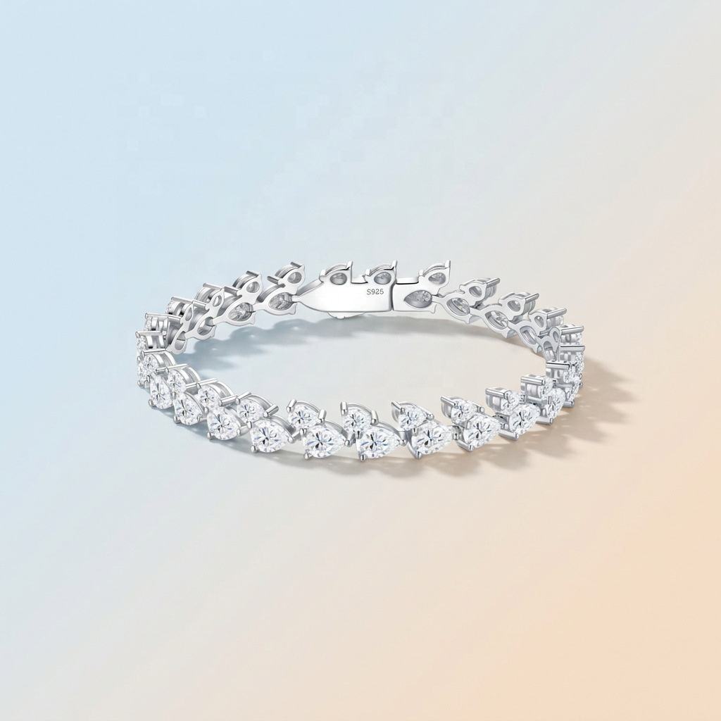Aveline – Double-Layer Pear-Cut Moissanite Bracelet in Sterling Silver