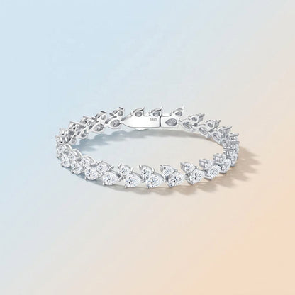 Aveline – Double-Layer Pear-Cut Moissanite Bracelet in Sterling Silver
