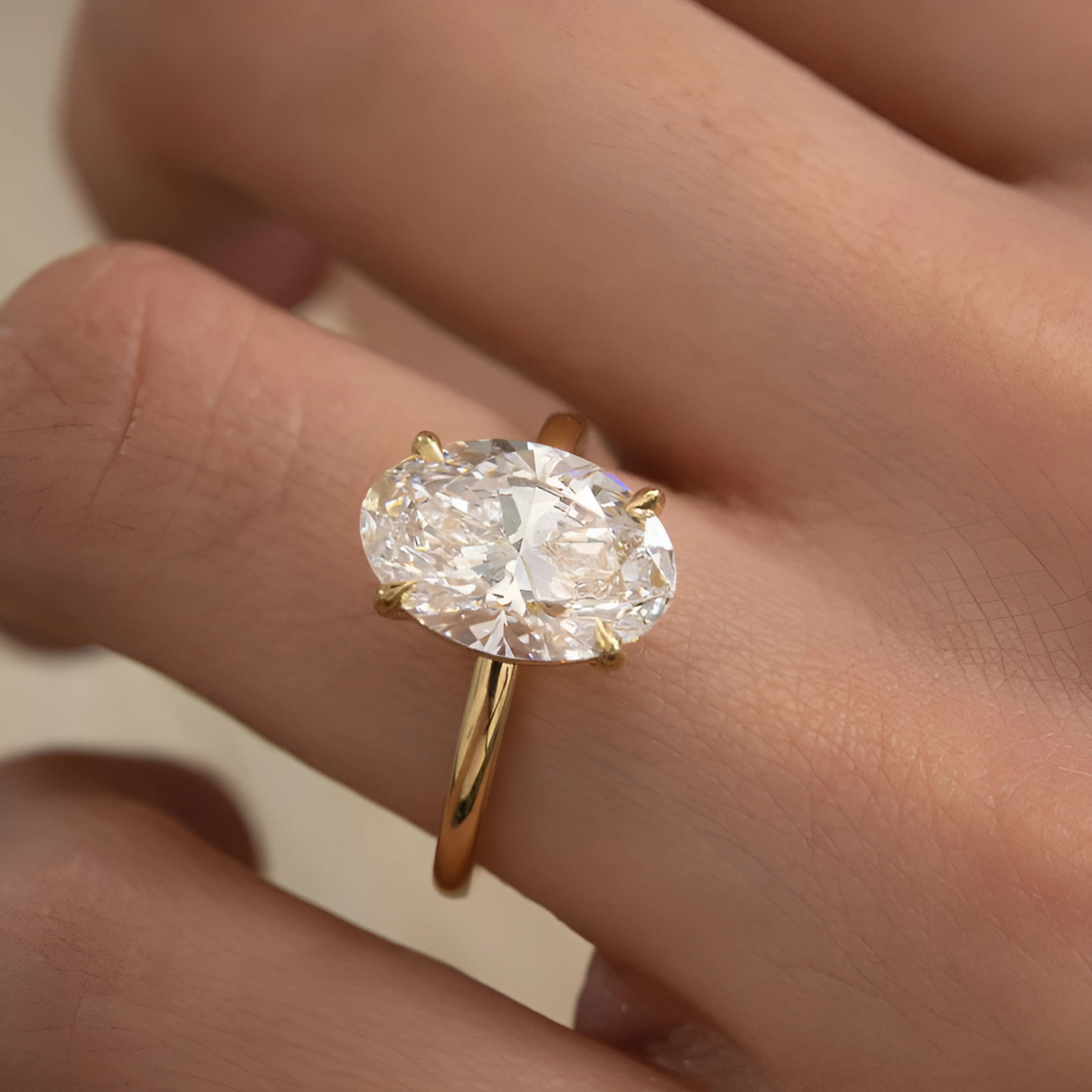 lab grown Diamond - Oval Brilliance Claw Solitaire Engagement Ring - 